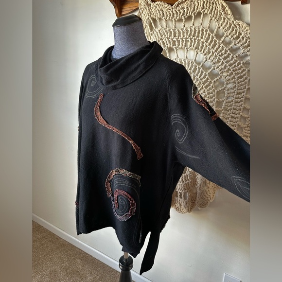 JGs Mad Lab Staley Gretzinger Art To Wear Black Turtleneck Sweater S/M Lagenlook - Picture 2 of 6